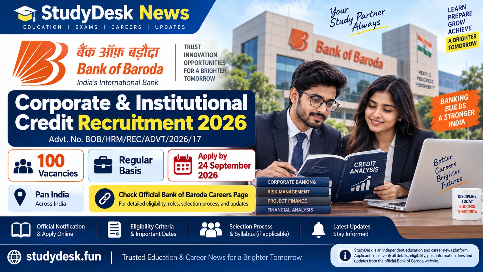 BOB Corporate Credit 2026 — StudyDesk News editorial cover