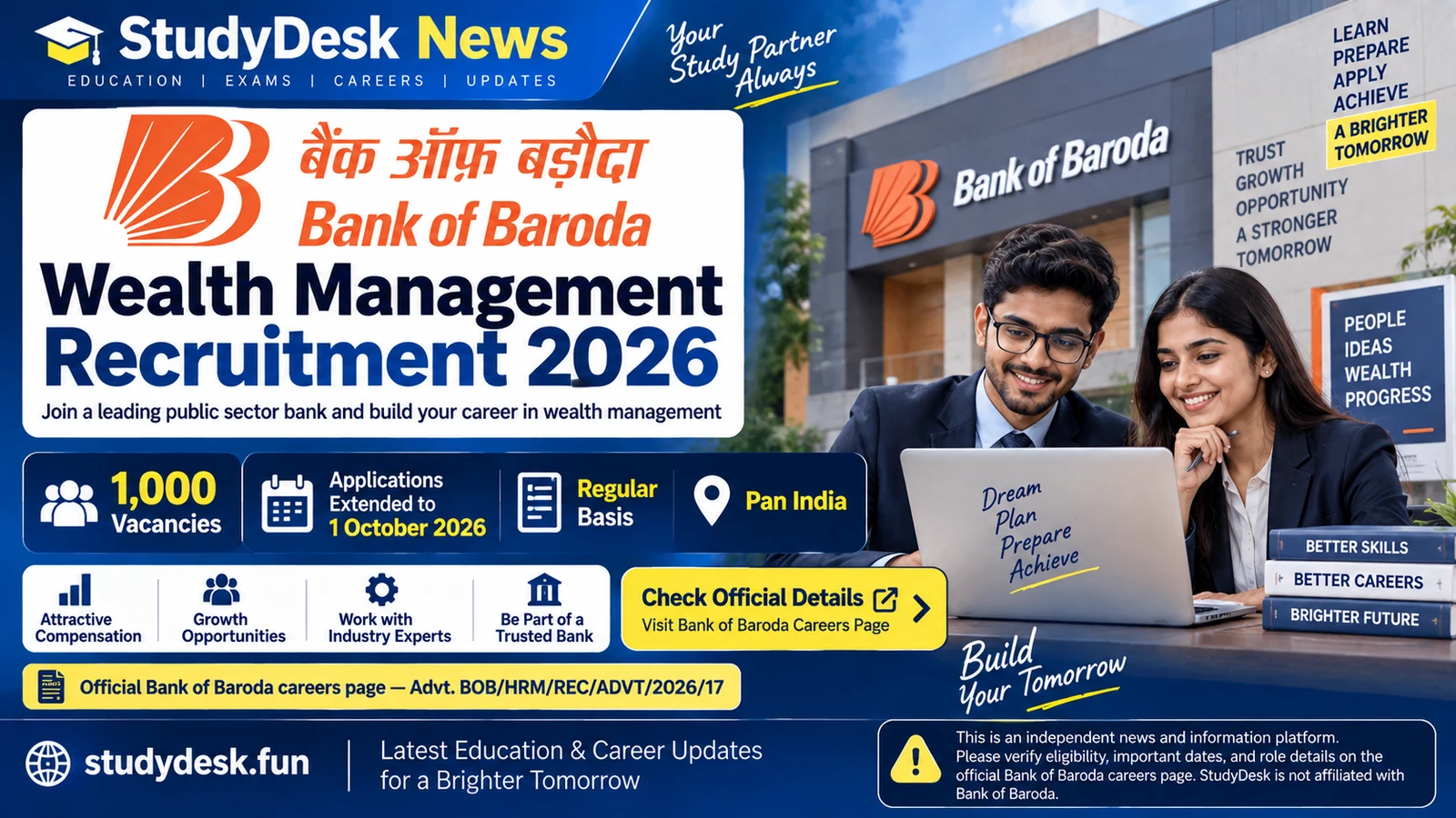 BOB Wealth Management 2026 — StudyDesk News editorial cover