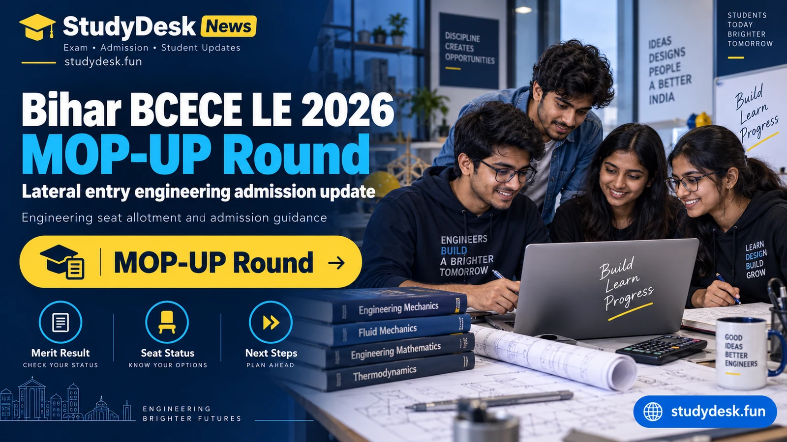 BCECE LE MOP-UP 2026 — StudyDesk News editorial cover