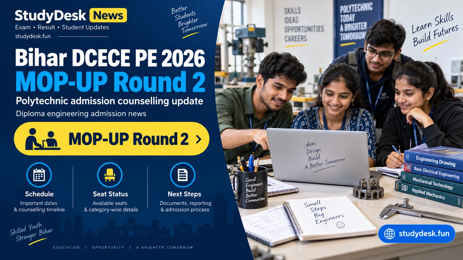 DCECE PE MOP-UP Round-2 — StudyDesk News editorial cover