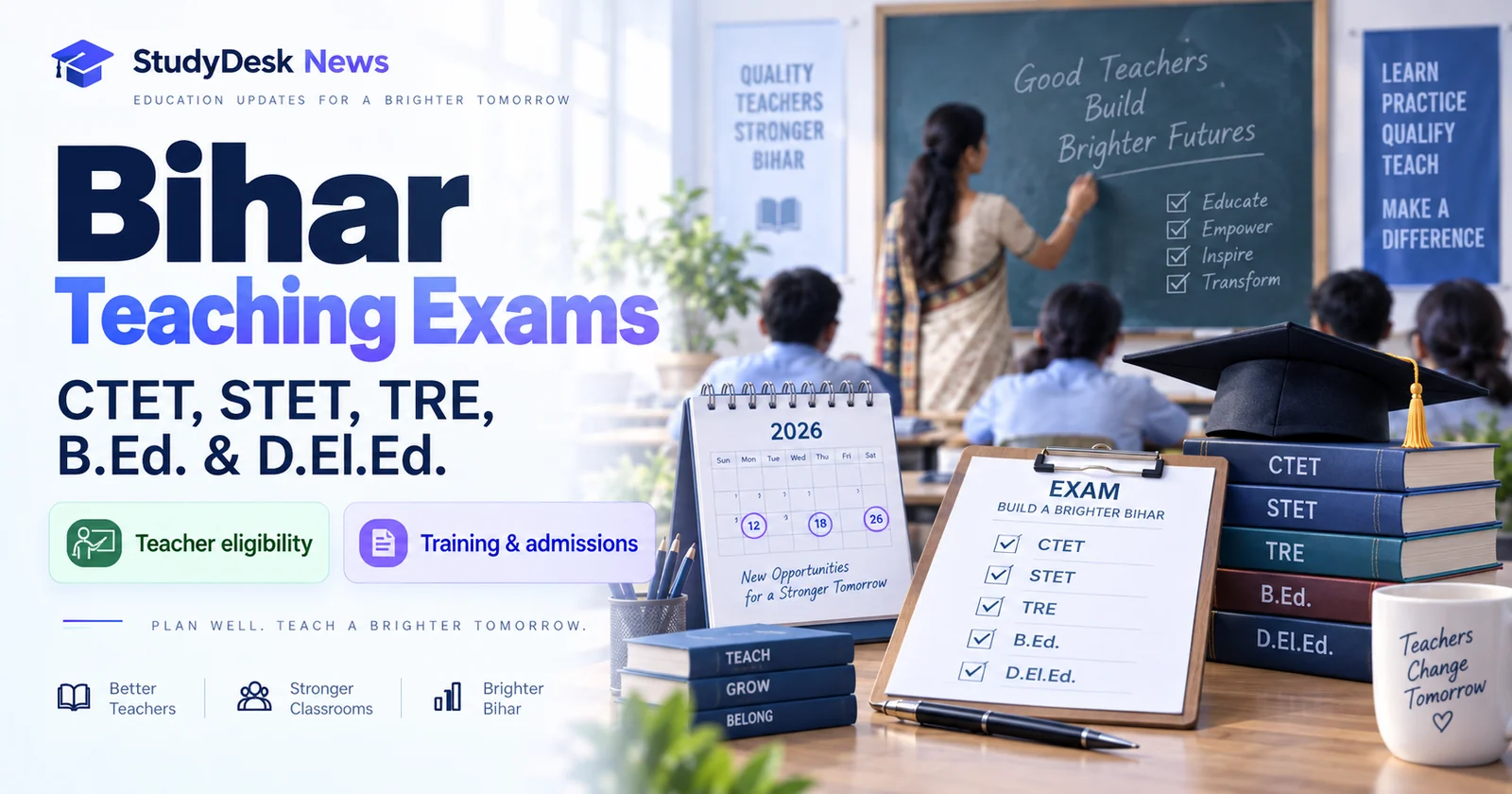 Bihar teaching examinations cover for CTET, STET, TRE, B.Ed. and D.El.Ed.