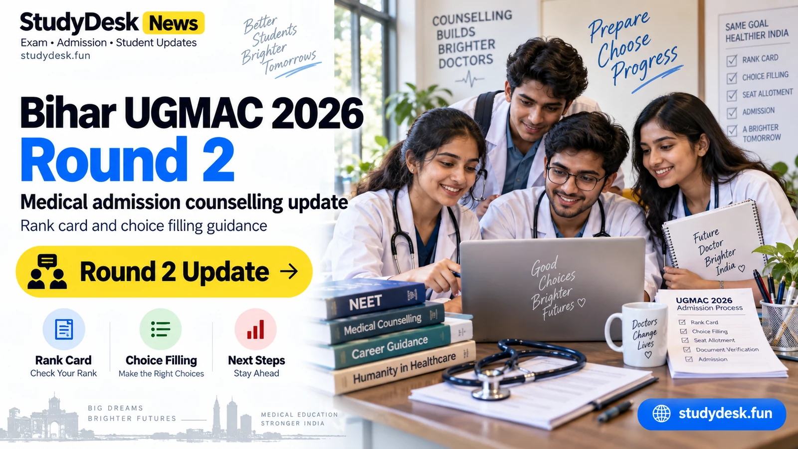Bihar UGMAC Round 2 2026 — StudyDesk News editorial cover