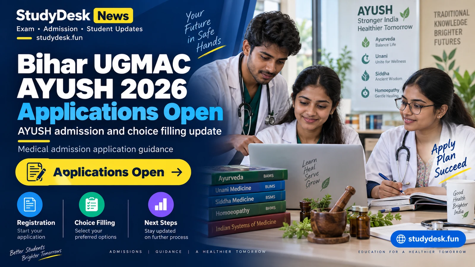 Bihar UGMAC AYUSH 2026 — StudyDesk News editorial cover