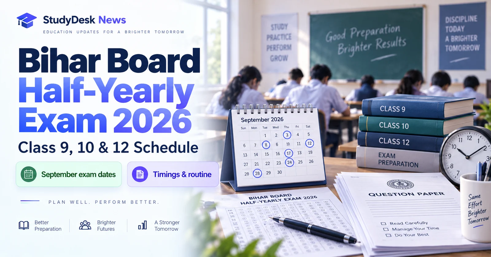 Bihar Board 2026 half-yearly examination cover for Classes 9, 10 and 12