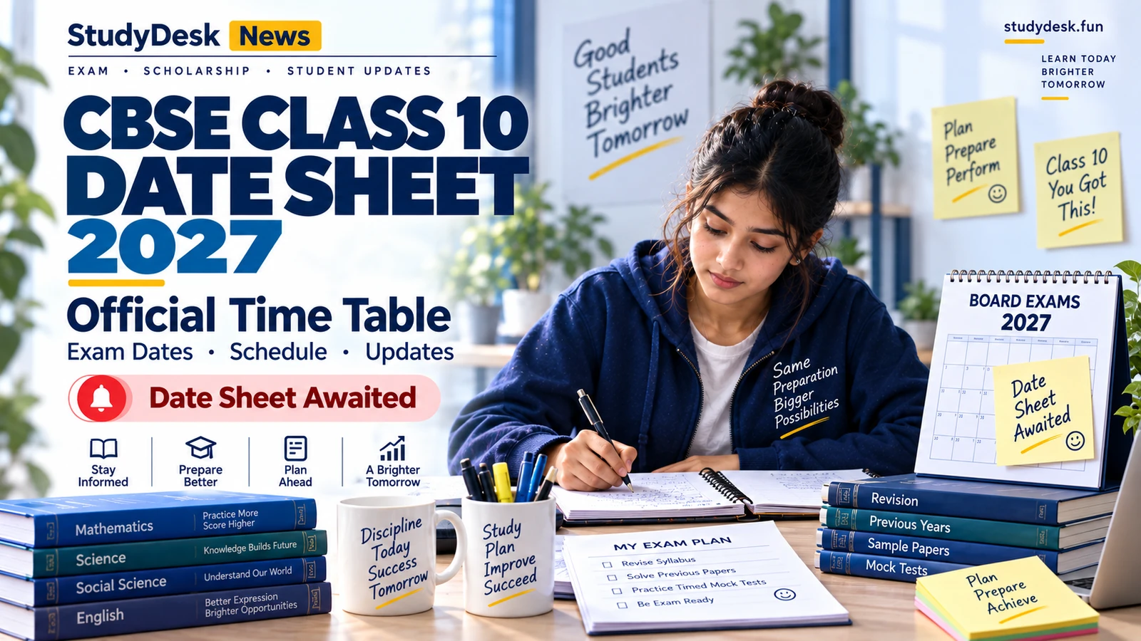 CBSE Class 10 Date Sheet 2027 — StudyDesk editorial cover