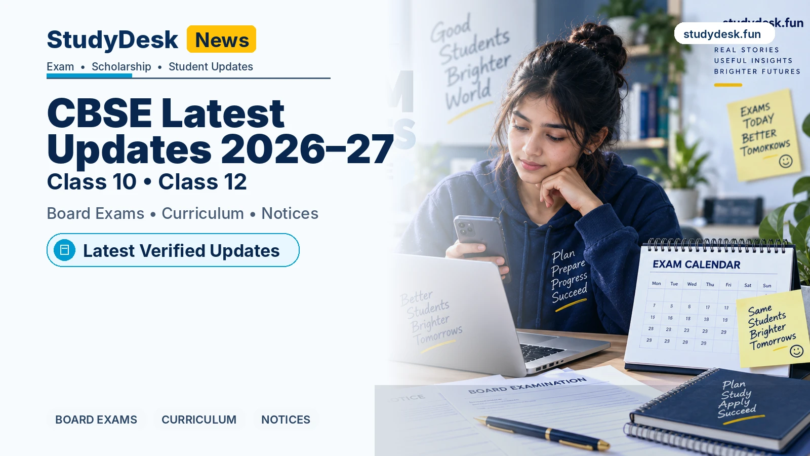 CBSE Latest Updates 2026–27 — StudyDesk editorial cover