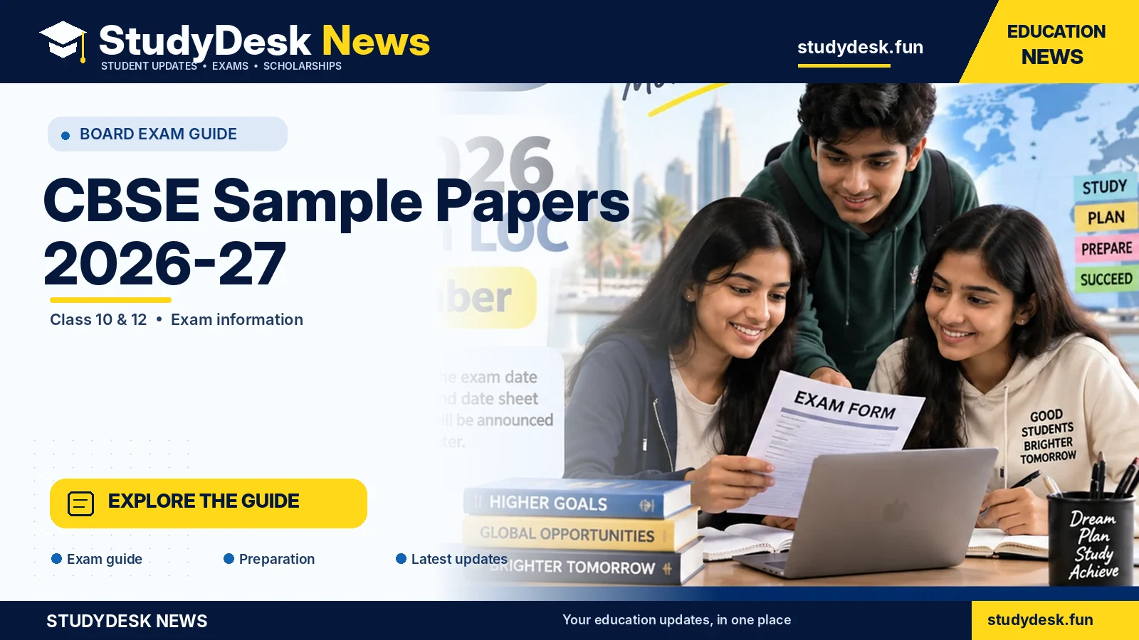 CBSE Sample Papers 2026–27 — StudyDesk News editorial banner