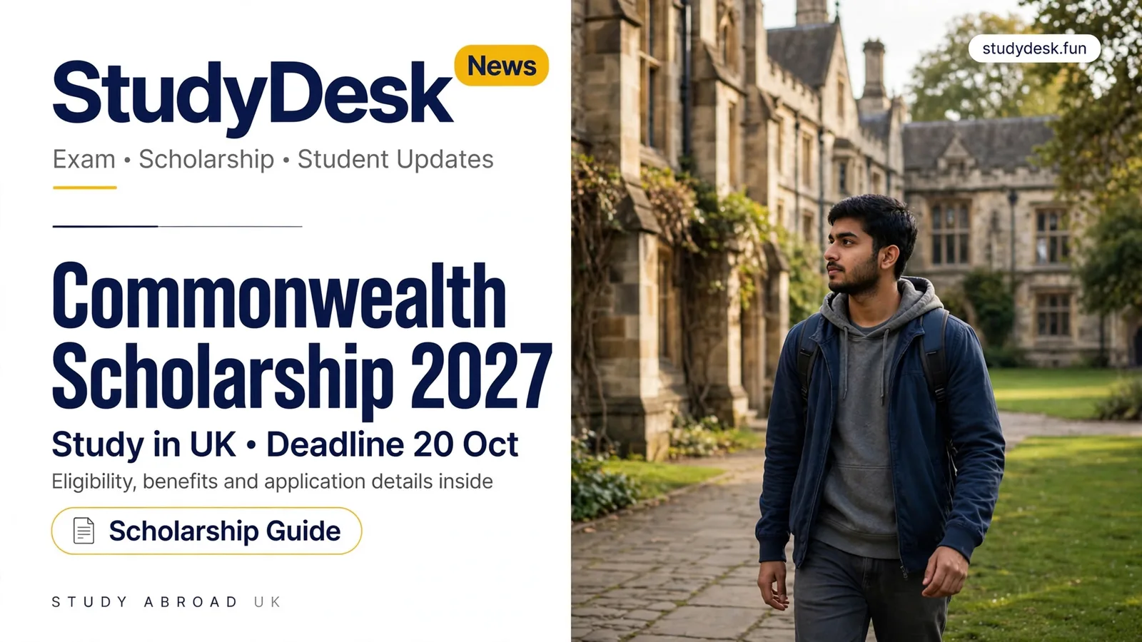 Commonwealth Master's Scholarship 2027 — StudyDesk editorial cover