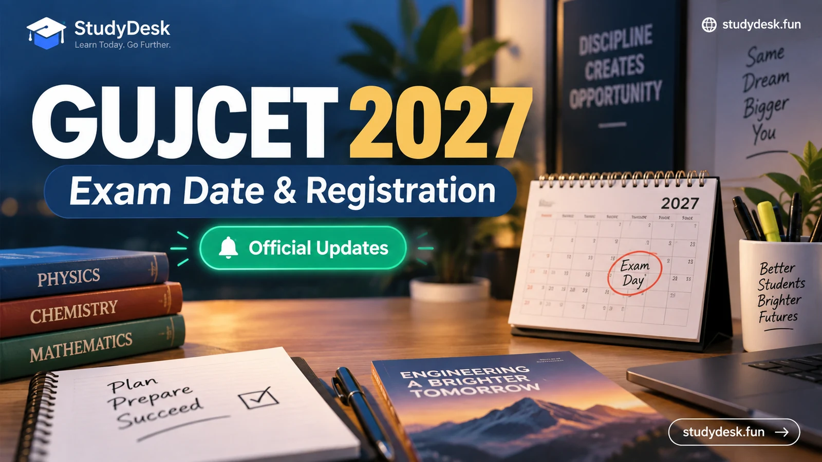 GUJCET 2027 editorial cover focusing on registration and exam date