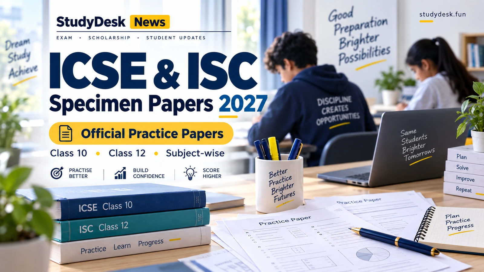 ICSE & ISC Specimen Papers 2027 — StudyDesk editorial cover