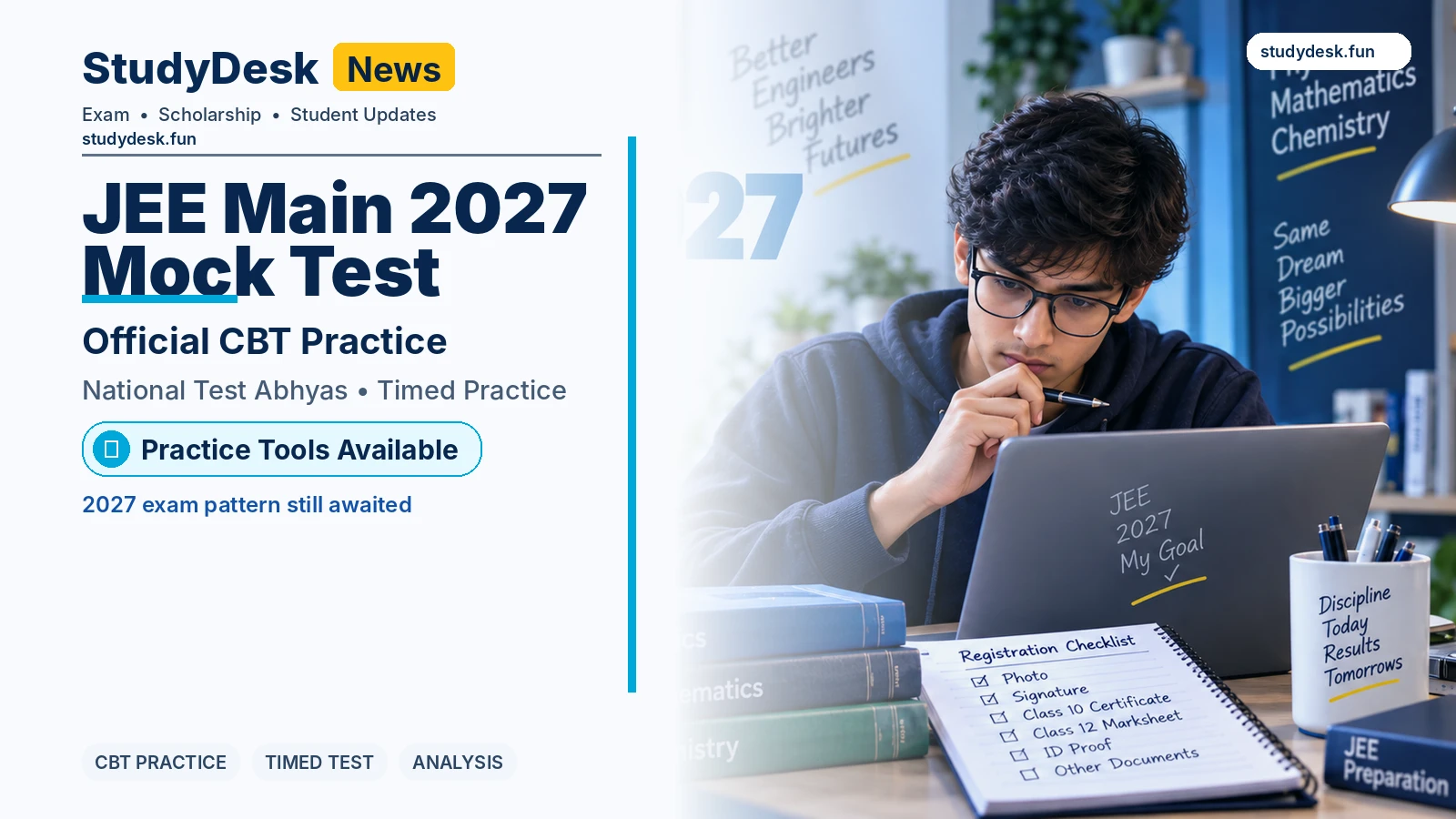 JEE Main 2027 Mock Test — StudyDesk editorial cover