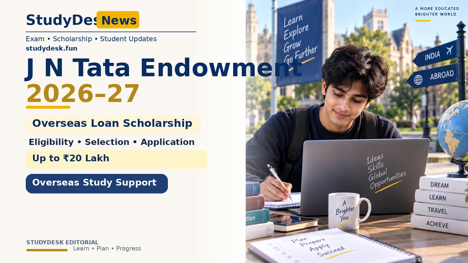 J N Tata Endowment 2026–27 — StudyDesk editorial cover