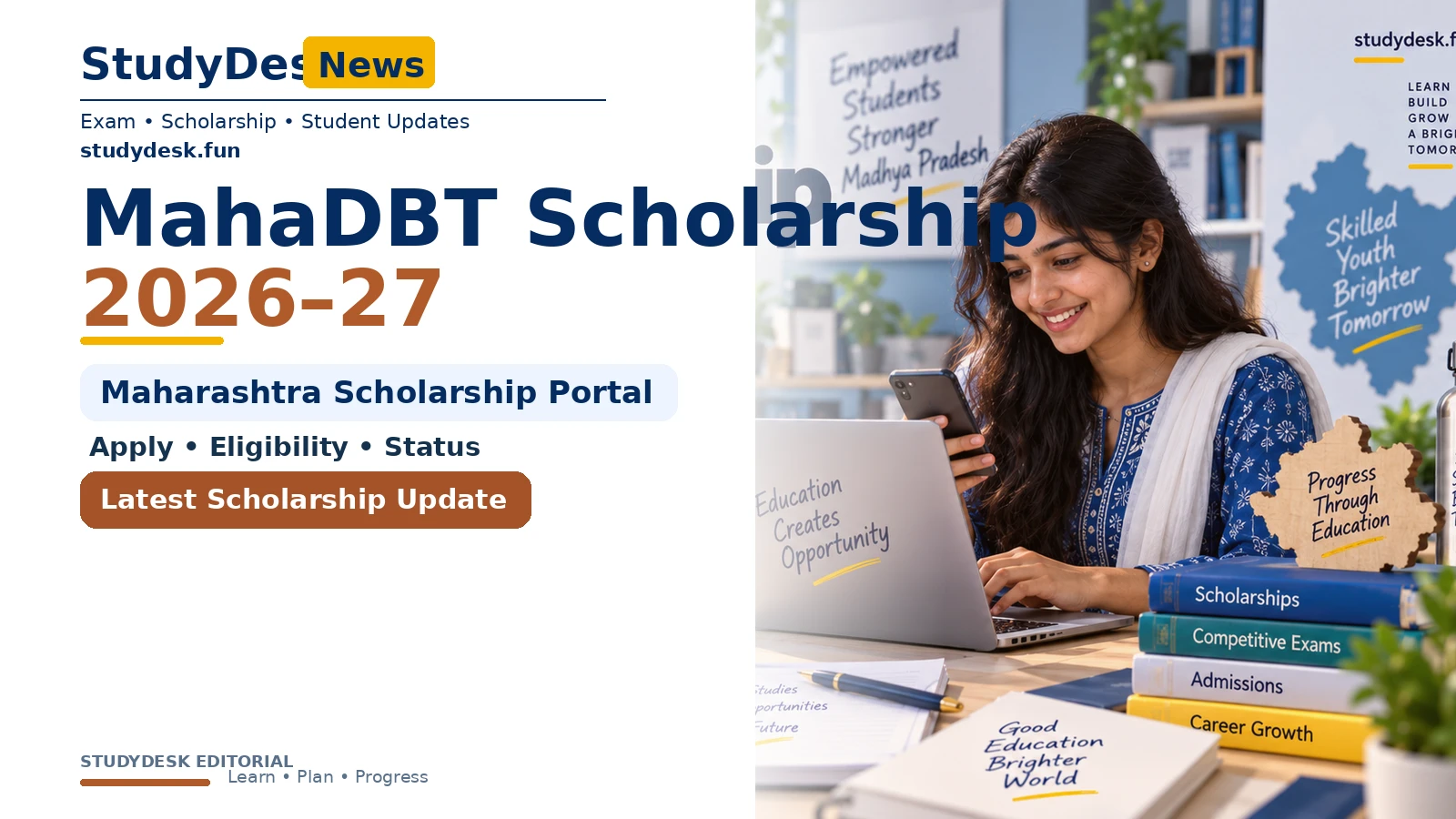 MahaDBT Scholarship 2026–27 — StudyDesk editorial cover