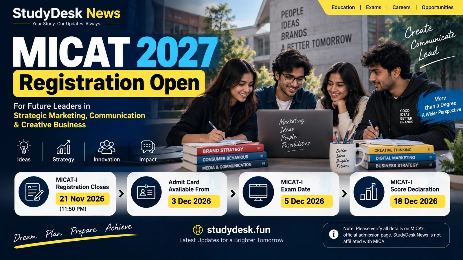 MICAT 2027 Registration — StudyDesk News editorial cover
