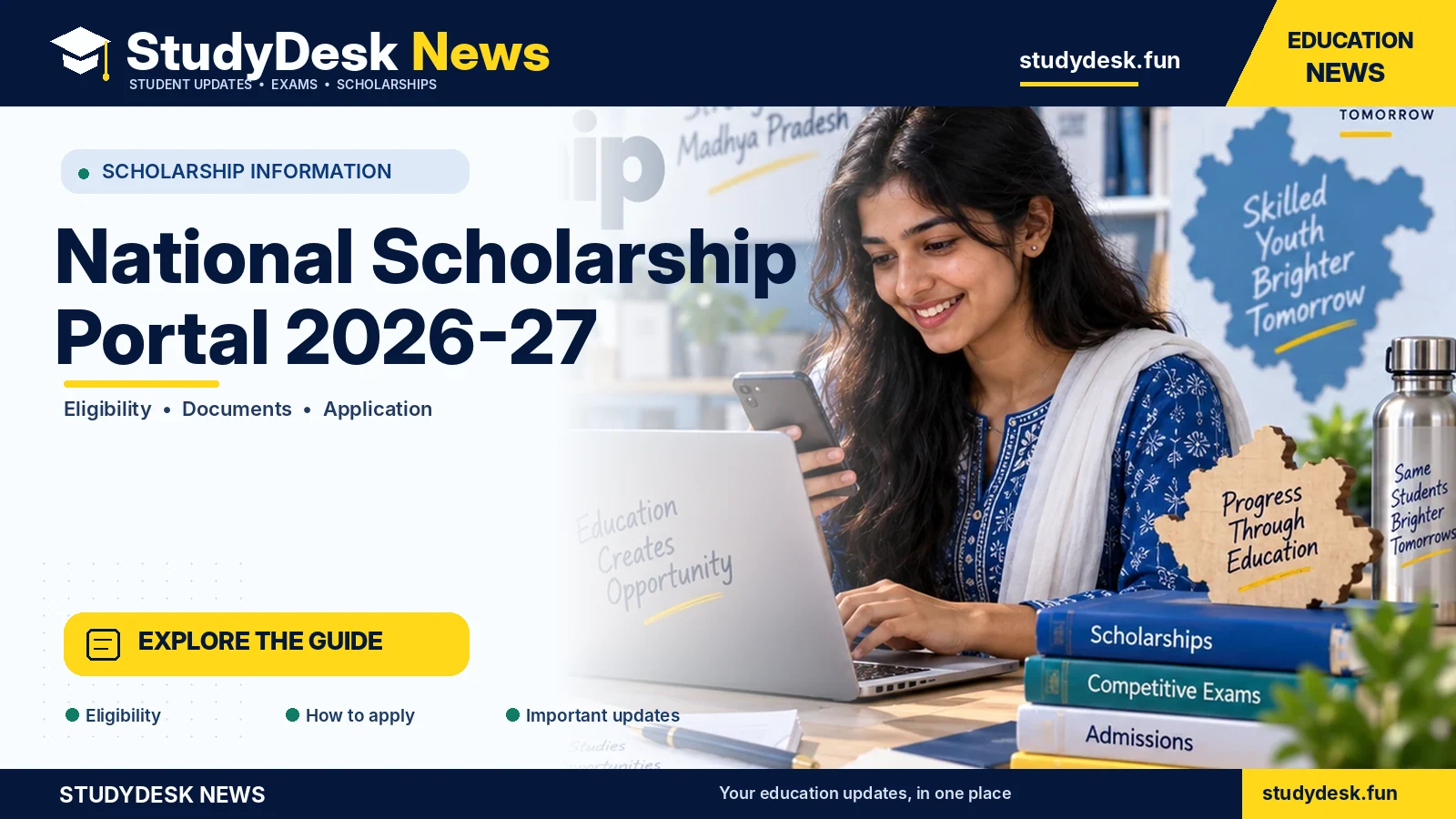 National Scholarship Portal 2026–27 — StudyDesk News editorial banner