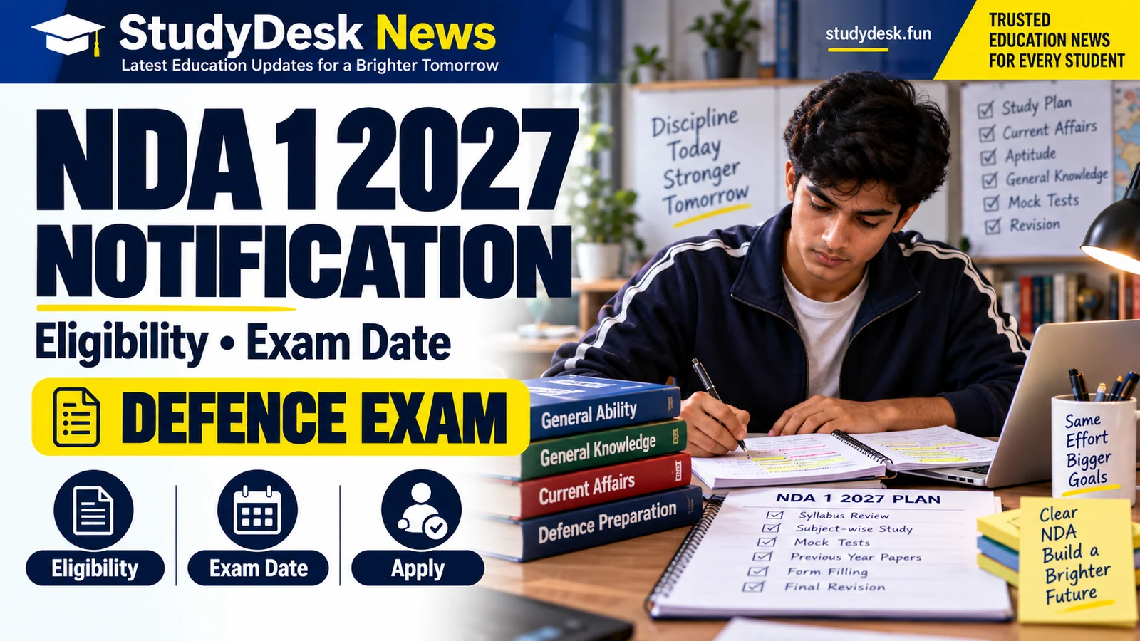 NDA 1 2027 Notification — StudyDesk News editorial banner
