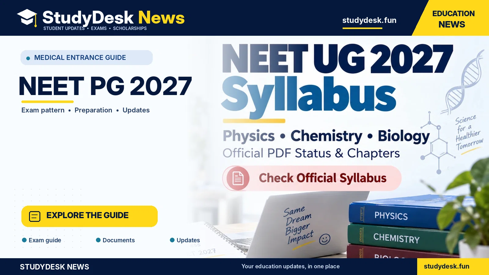 NEET PG 2027 — StudyDesk News editorial banner
