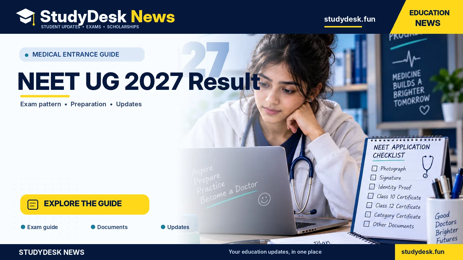 NEET UG 2027 Result — StudyDesk News editorial banner