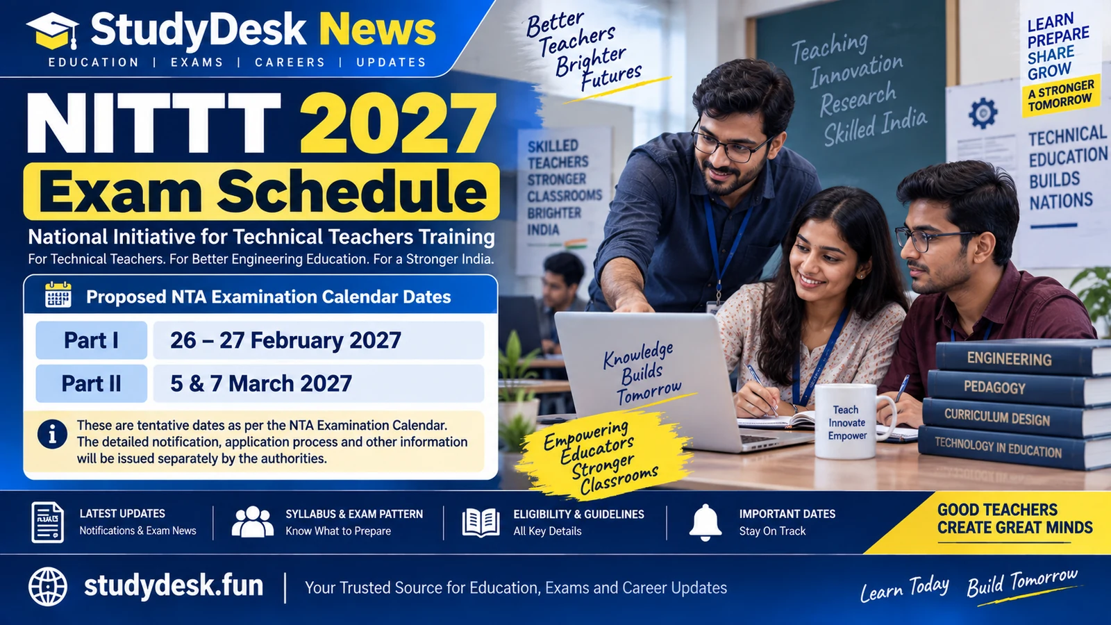 NITTT 2027 Exam Schedule — StudyDesk News editorial cover