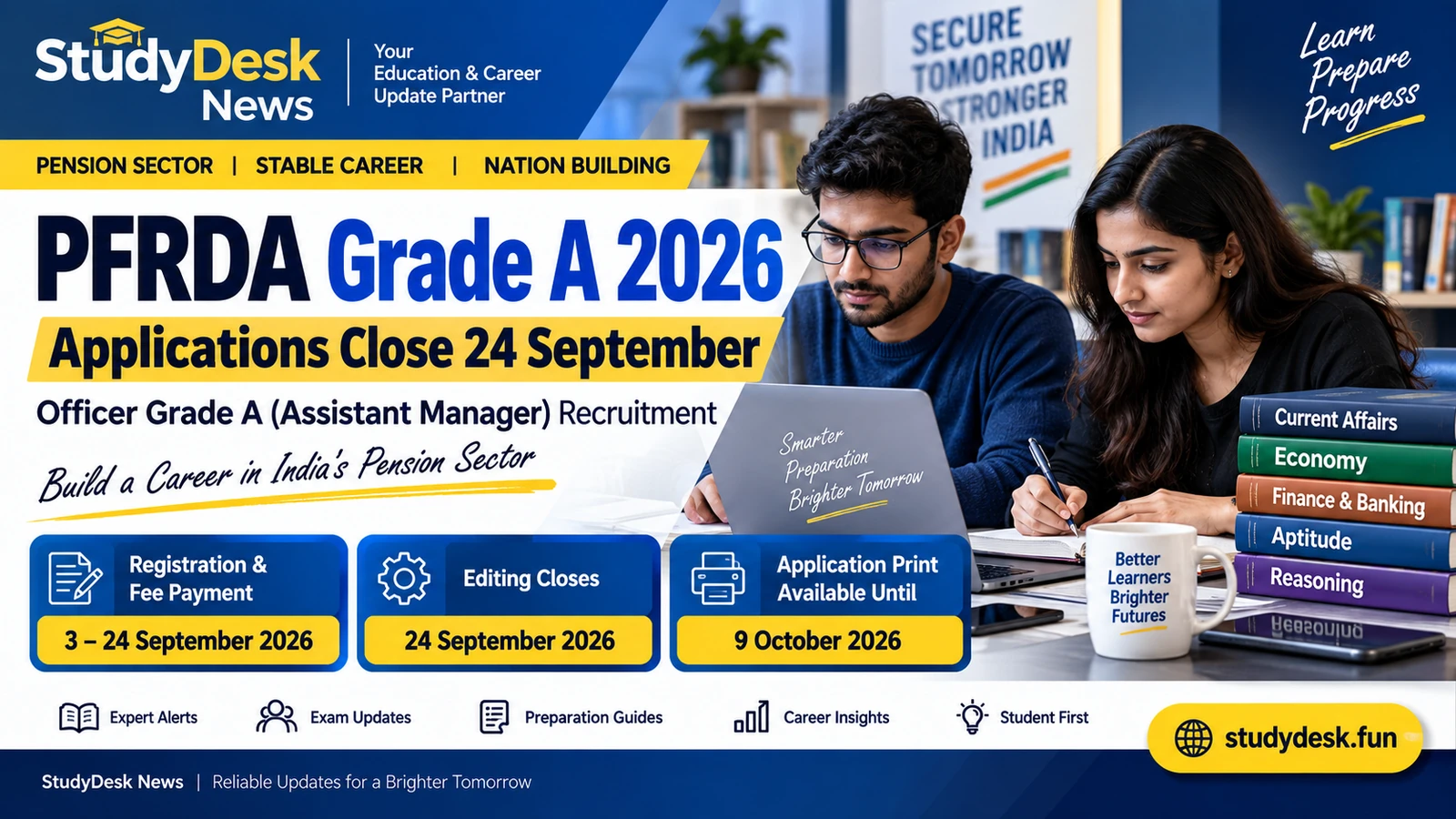 PFRDA Grade A 2026 — StudyDesk News editorial cover