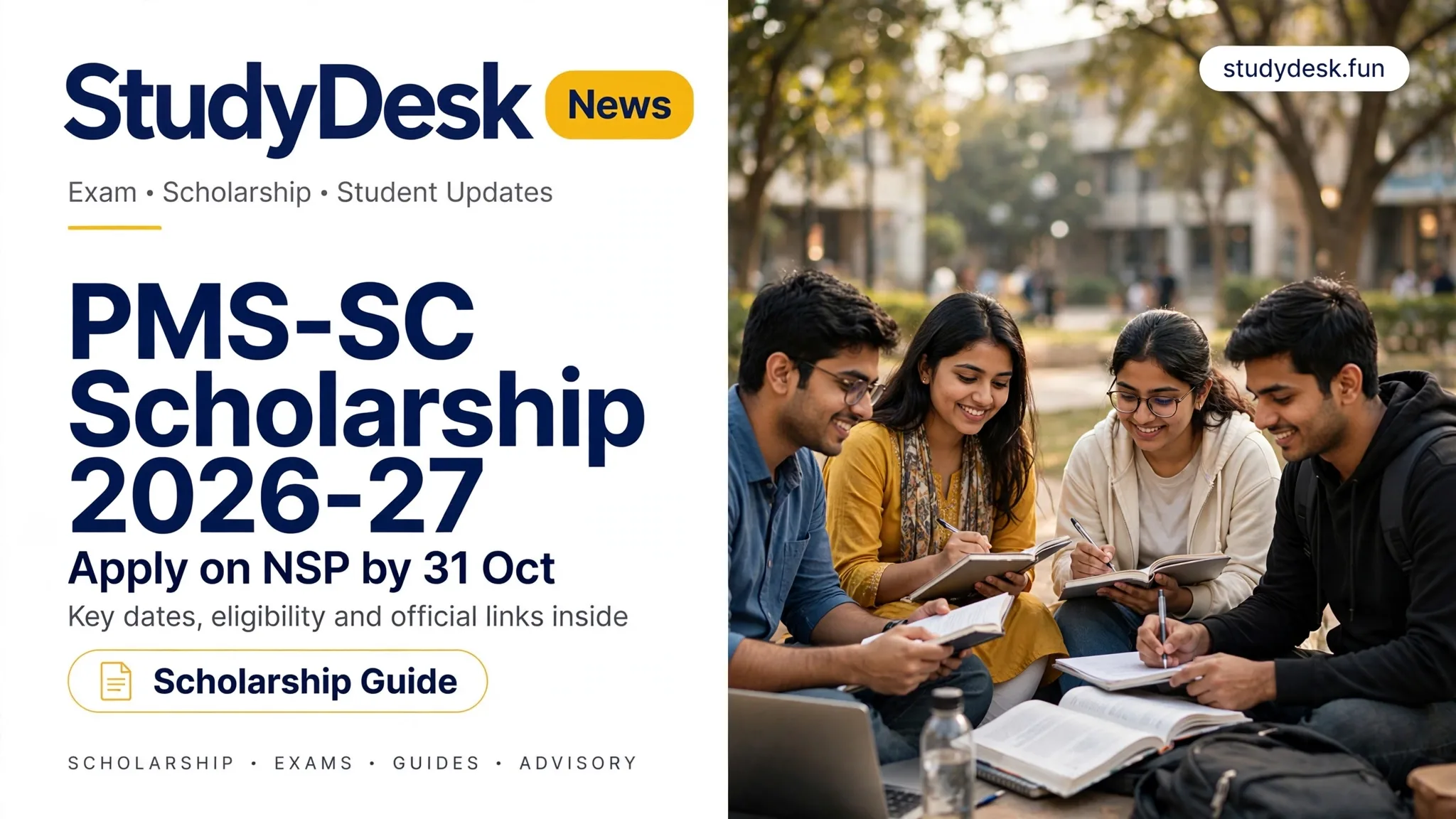 PMS-SC 2026-27 (Central) — StudyDesk editorial cover