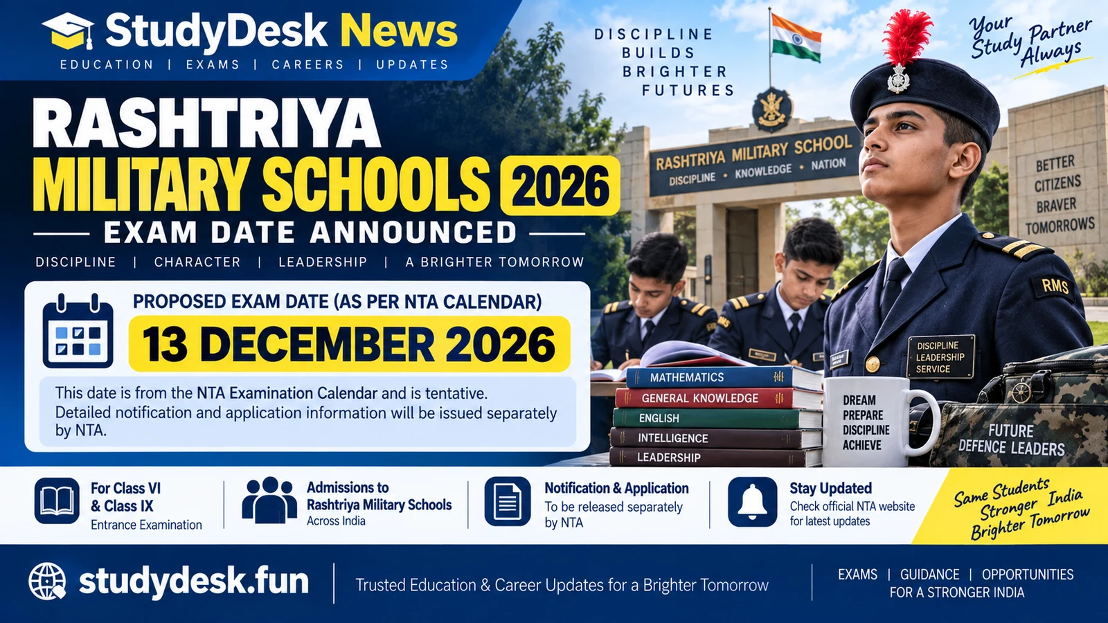 Rashtriya Military Schools Exam — StudyDesk News editorial cover