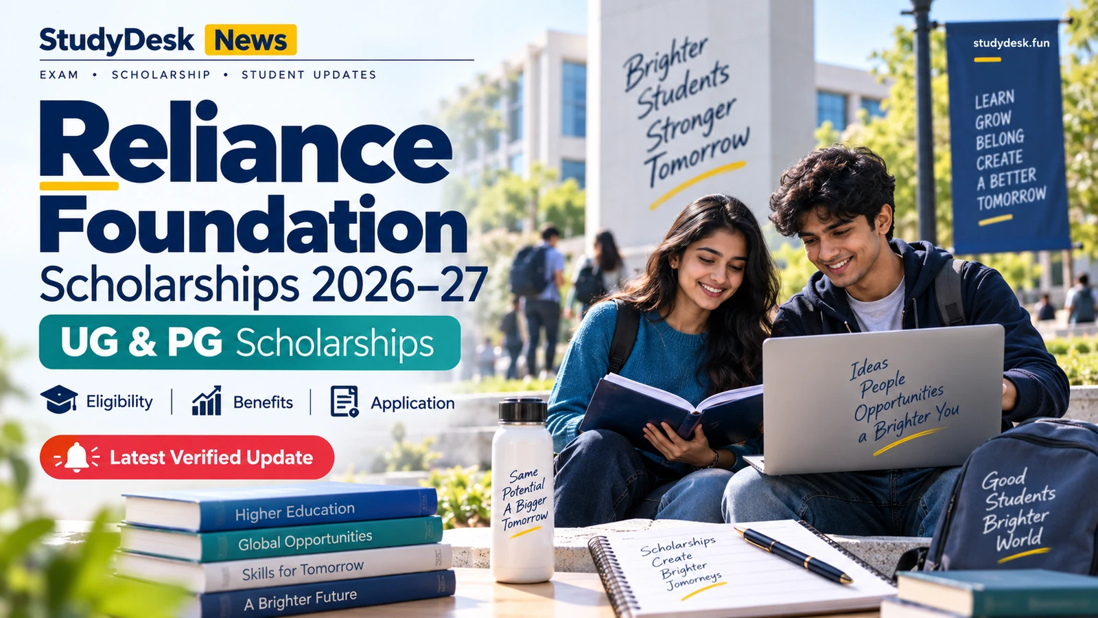 Reliance Foundation Scholarships 2026–27 — StudyDesk editorial cover