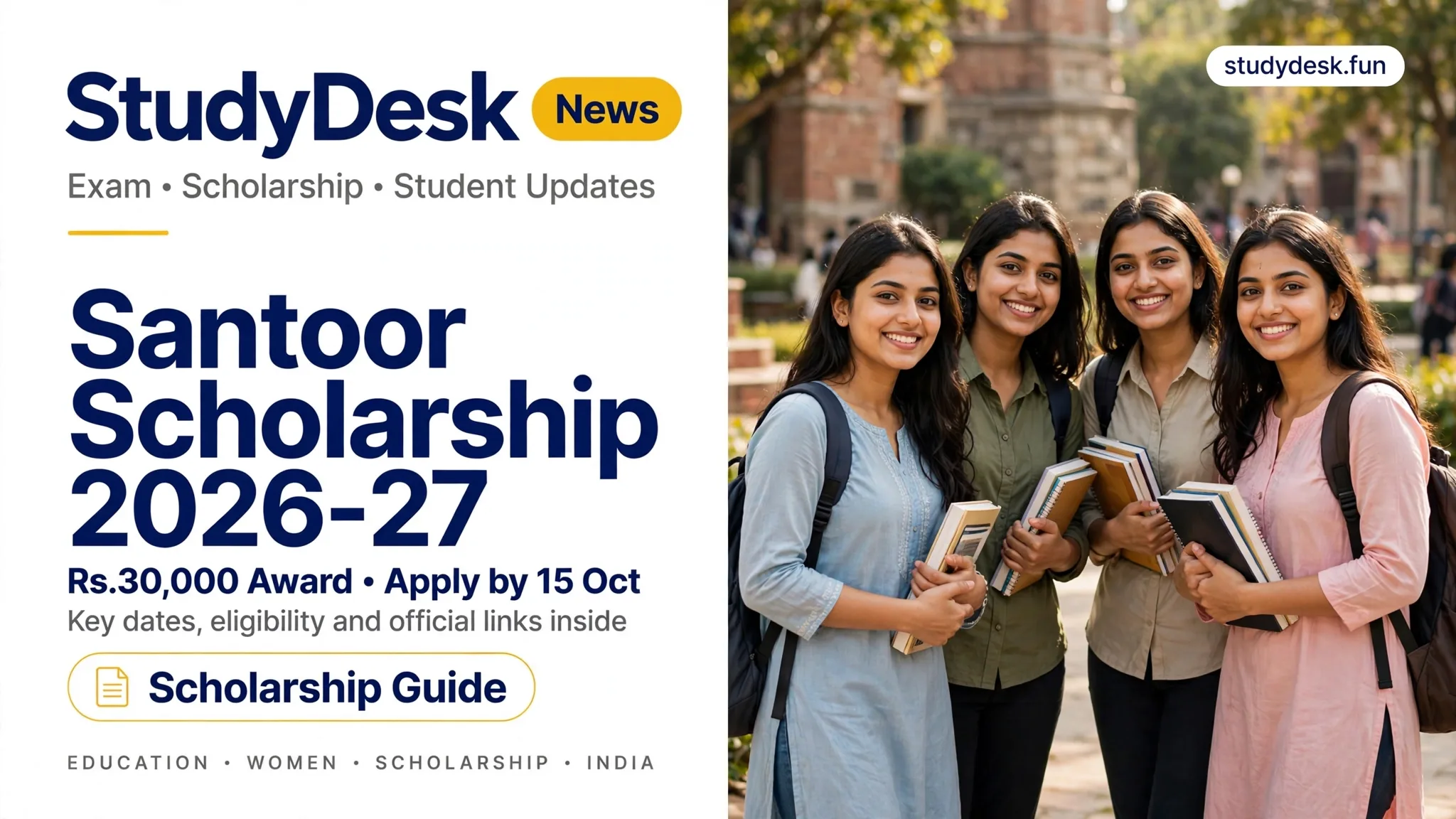 Santoor Scholarship Program 2026-27 — StudyDesk editorial cover