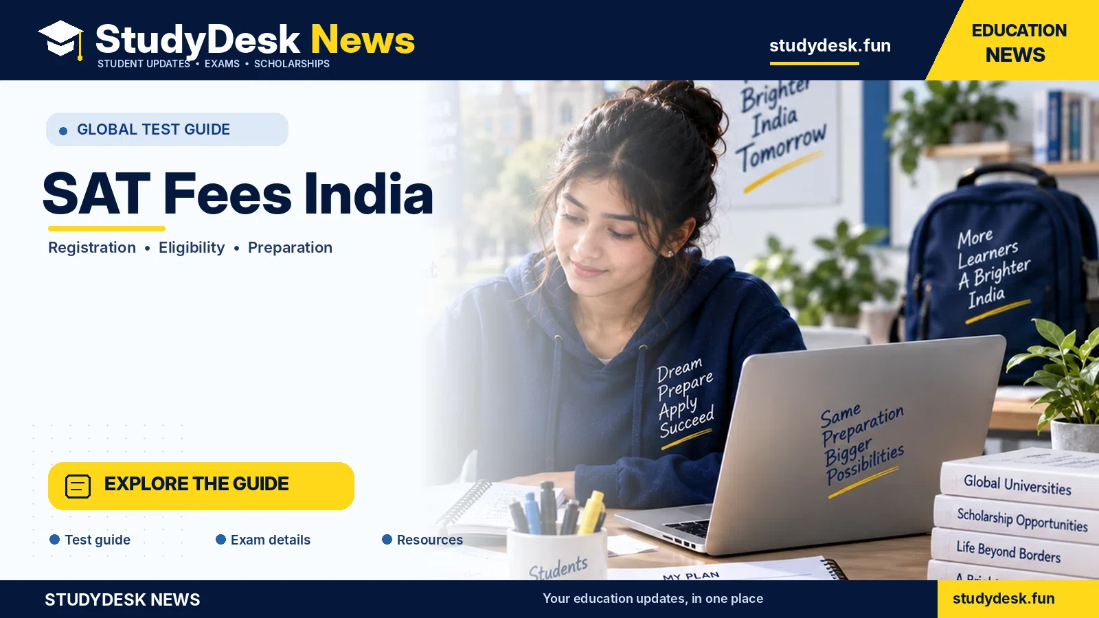 SAT Fees India — StudyDesk News editorial banner