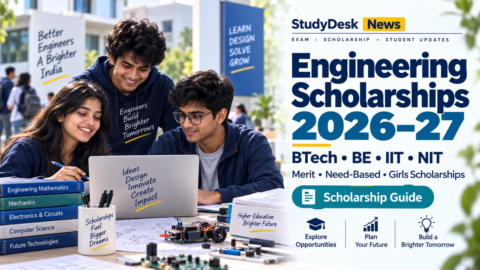 Engineering Scholarships 2026–27 — StudyDesk editorial cover
