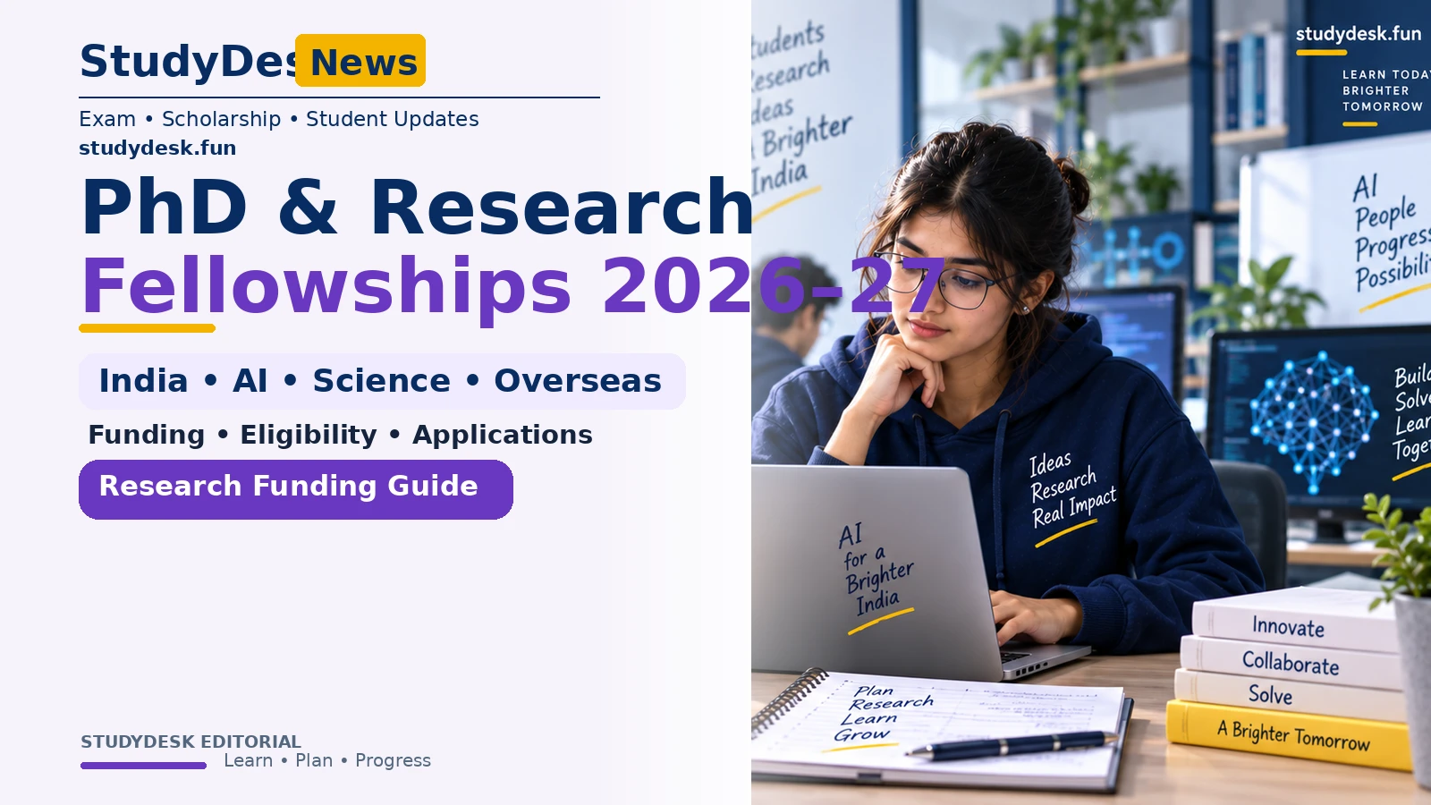 Research Fellowships 2026–27 — StudyDesk editorial cover