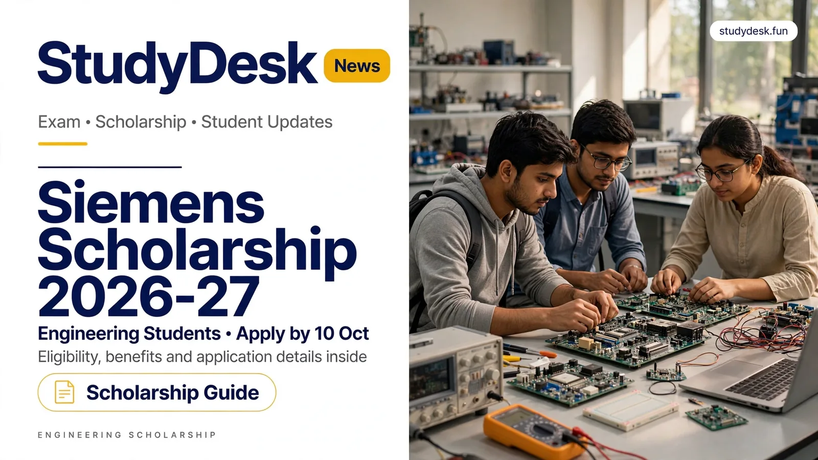 Siemens Scholarship Program 2026-27 — StudyDesk editorial cover