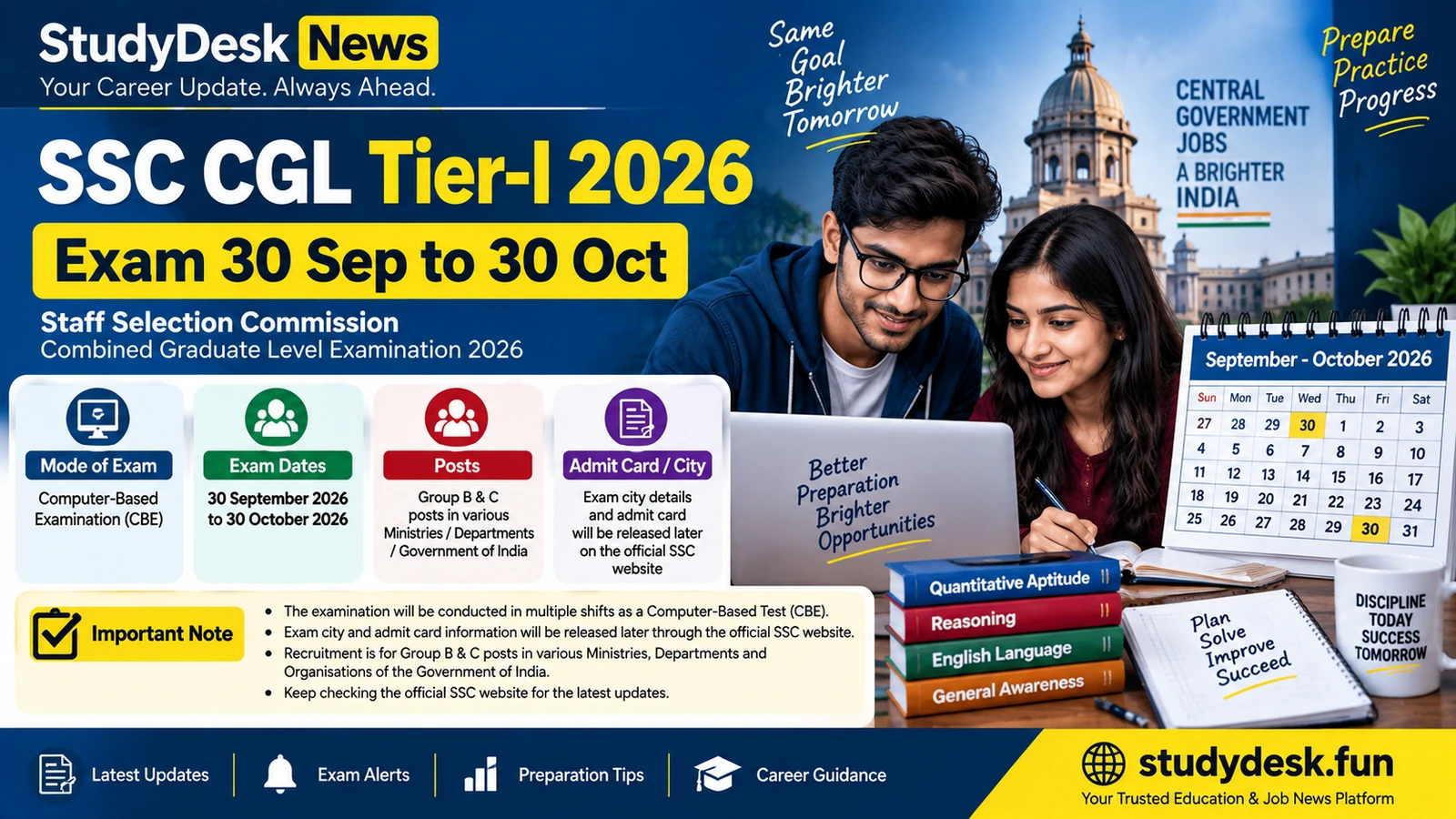 SSC CGL 2026 Tier-I — StudyDesk News editorial cover