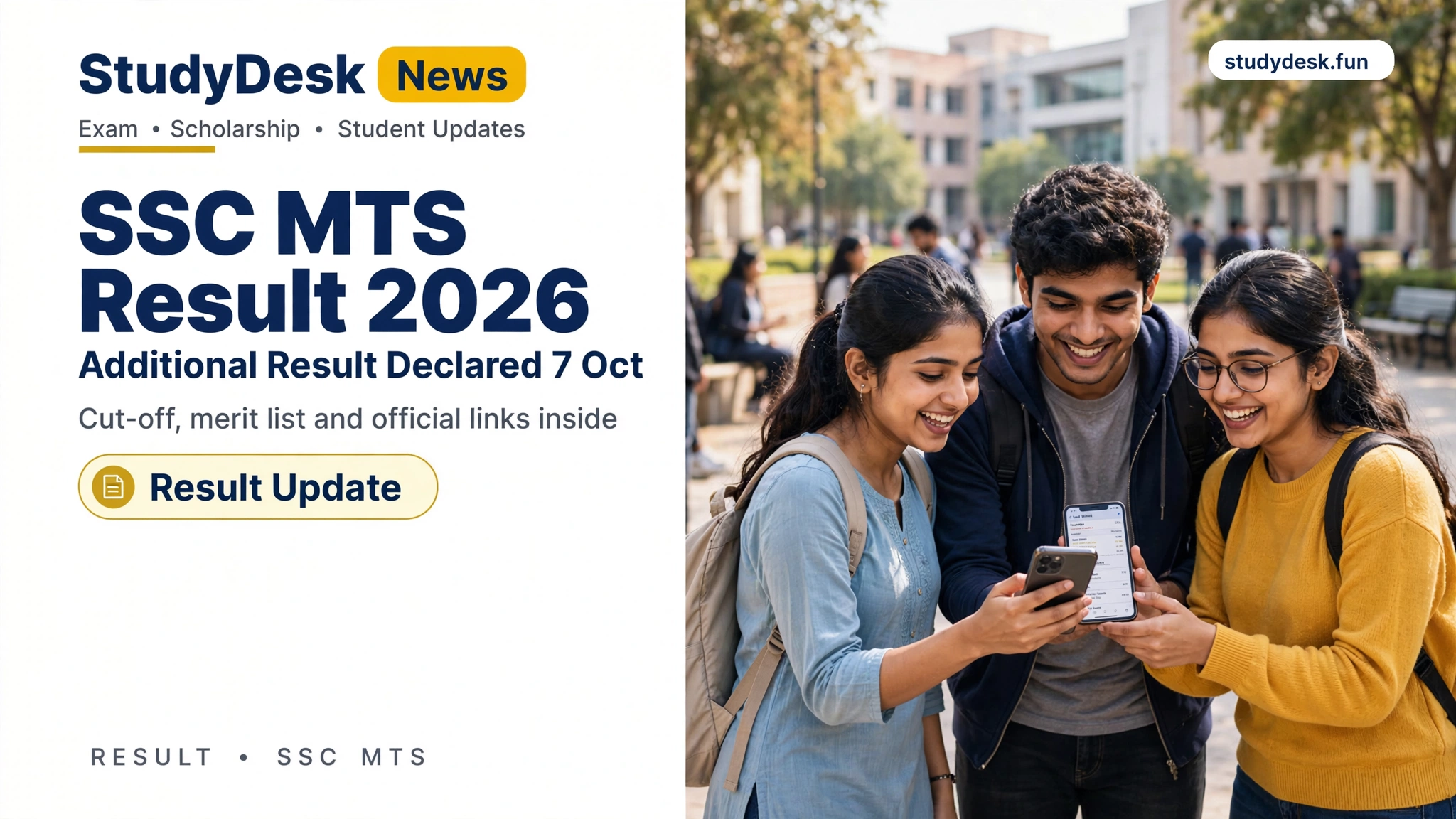 SSC MTS Result 2026 — StudyDesk editorial cover