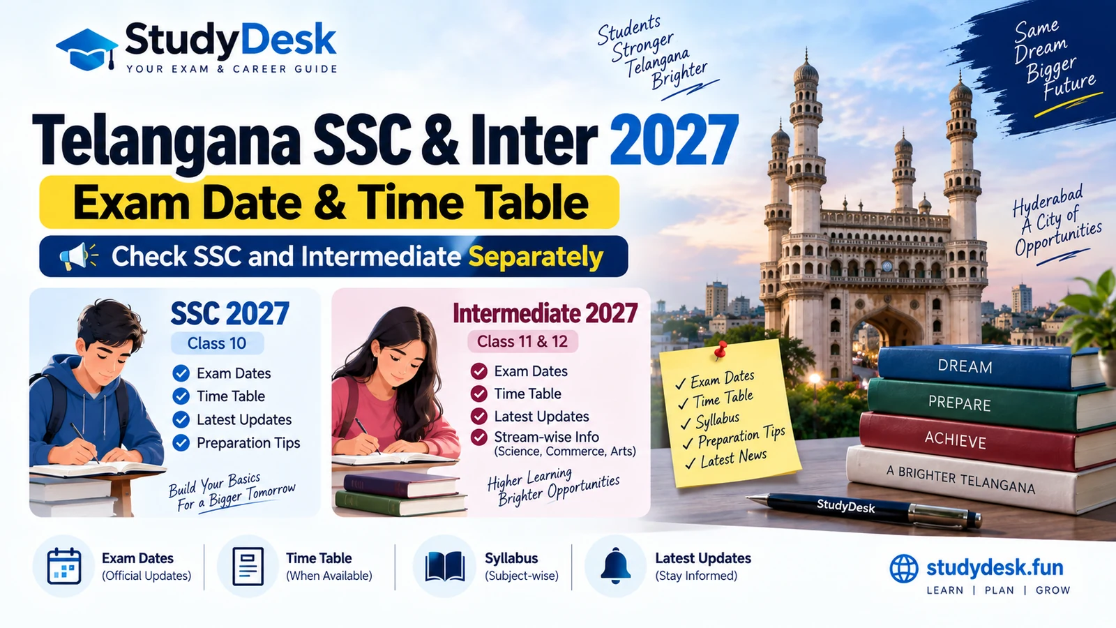 Telangana SSC and Intermediate 2027 exam date and timetable editorial cover