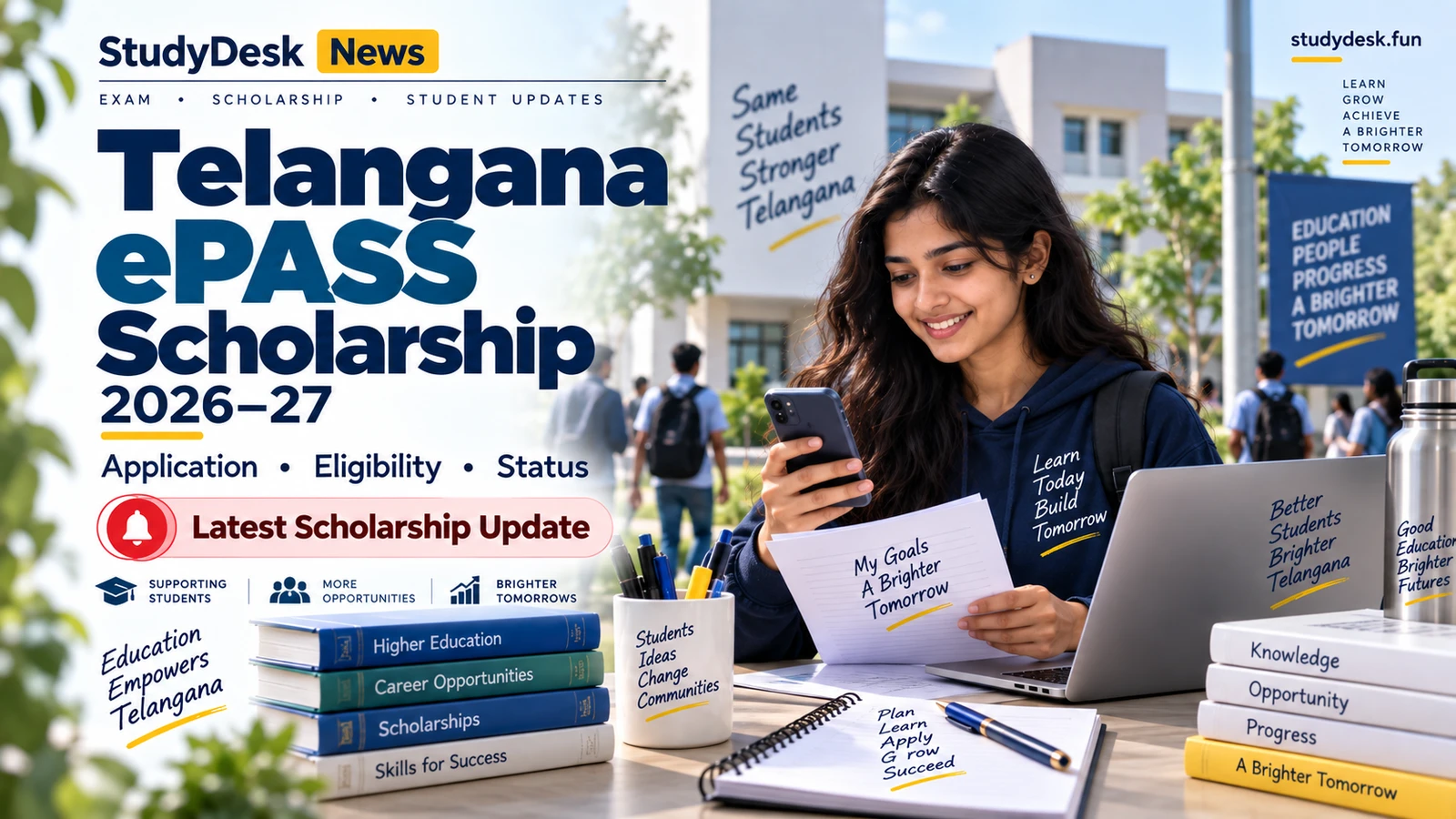 Telangana ePASS Scholarship 2026–27 — StudyDesk editorial cover