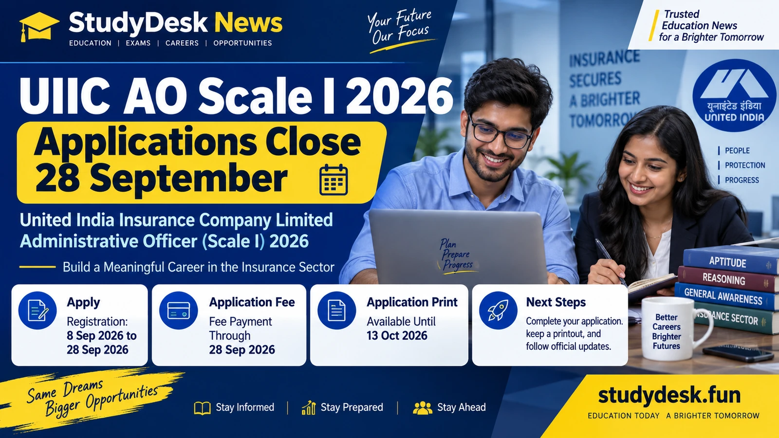 UIIC AO Scale I 2026 — StudyDesk News editorial cover
