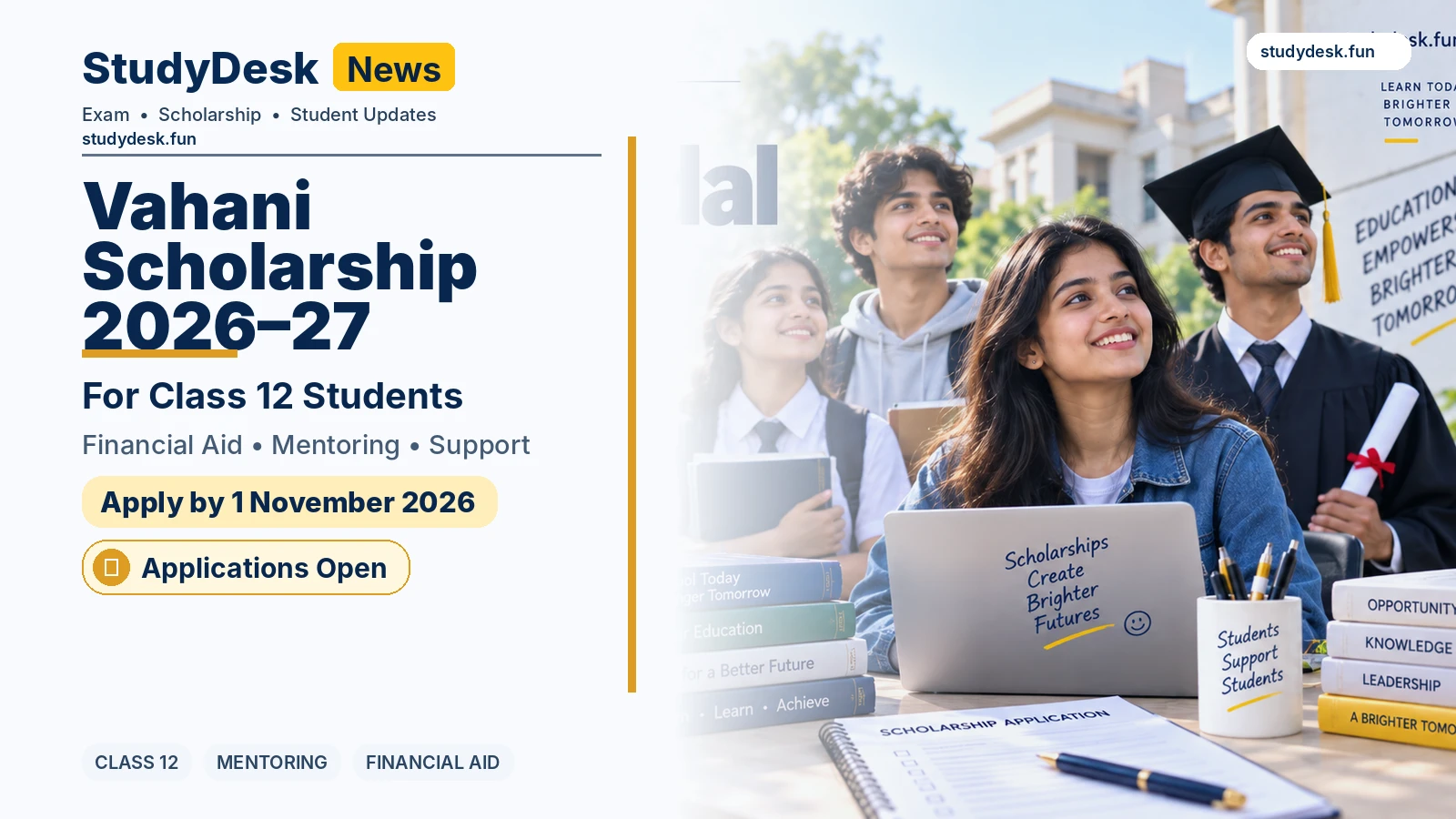 Vahani Scholarship 2026–27 — StudyDesk editorial cover