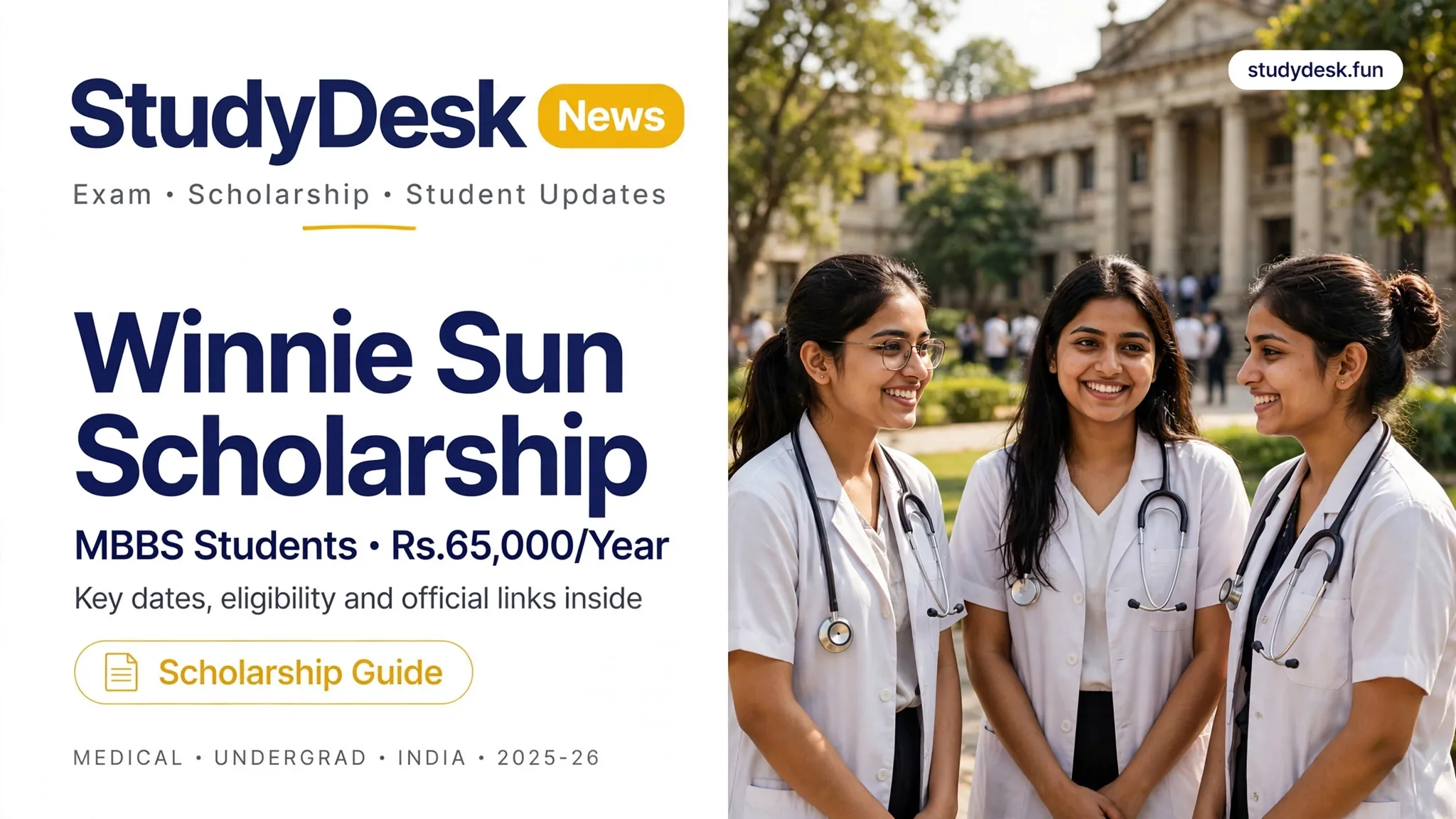 Winnie Sun Scholarship 2026-27 — StudyDesk editorial cover